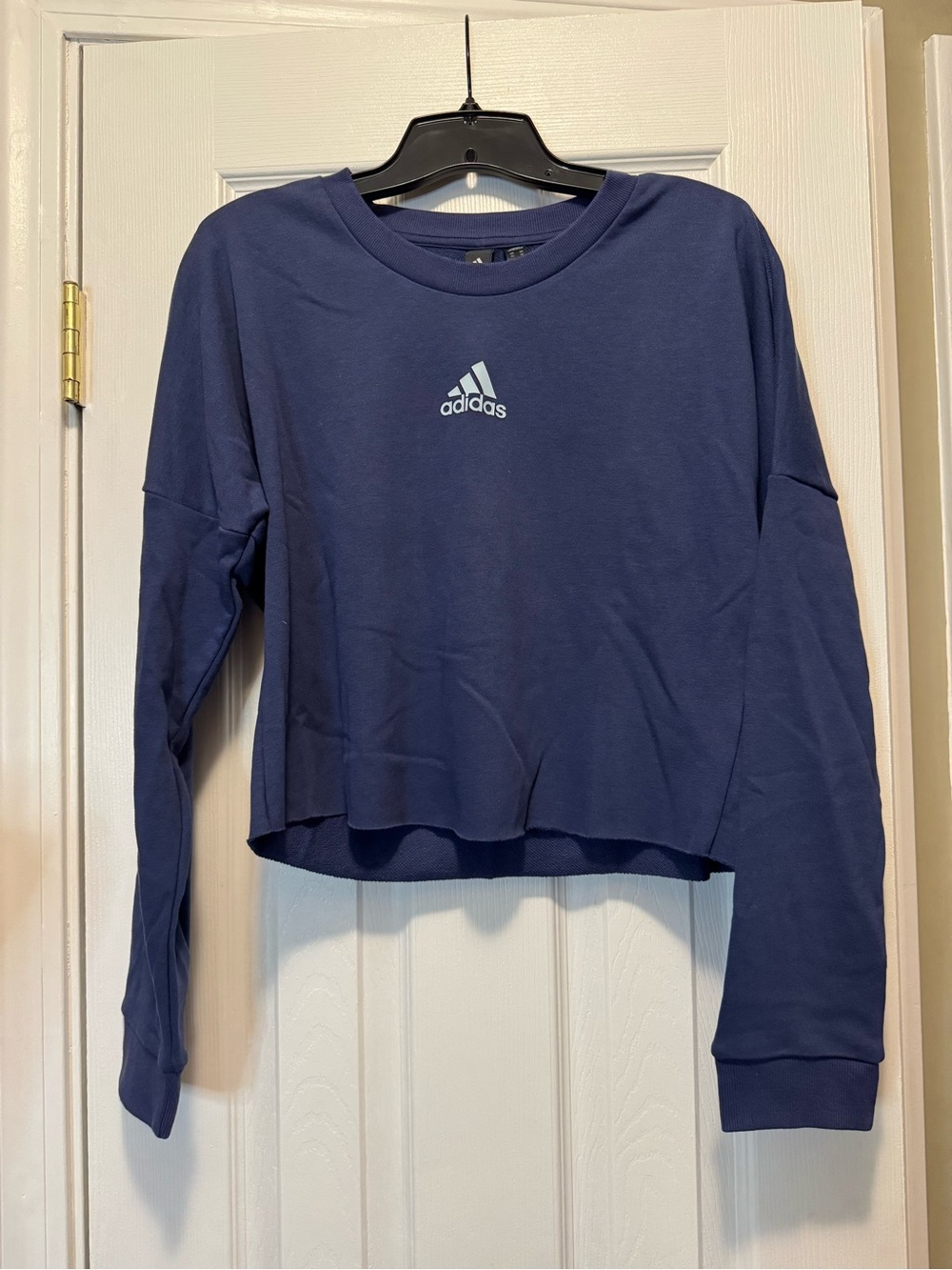 Adidas Navy Cropped Pullover Sweatshirt in Size XS